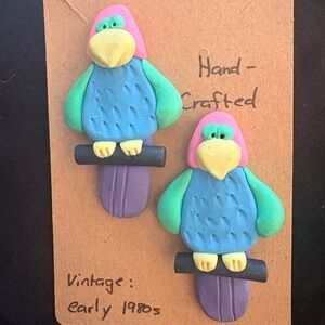 Vintage Hand-Crafted Colorful Parrot Earrings